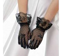 Shein 1 par de guantes de rejilla con lazo y malla transpirables para niñas, ideales para vestido de novia, fotos, actuaciones, princesa, cumpleaños, niña d