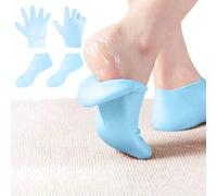 Shein 1 Par de guantes hidratantes azules, para piel seca y agrietada, con suavizante y exfoliante, herramientas para el cuidado de manos y pies, de gel de