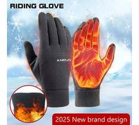 Shein 1 par de guantes impermeables para bicicleta de invierno unisex para deportes al aire libre, esquí, carrera, motocicleta, con pantalla táctil, lana cá