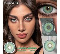 Shein 1 par de lentes de contacto anuales suaves de color verde de FUNSACHY, diámetro grande de 14.5mm, aptos para citas o uso diario, pueden agrandar los o
