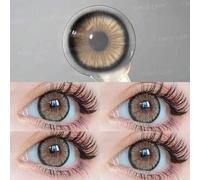 Shein 1 par de lentes de contacto blandos de color marrón con brillo, de 14.50 mm, color marrón amanecer, para uso diario, lentes de contacto cosméticos des
