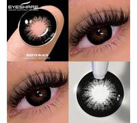 Shein 1 par de lentes de contacto con lentes negras para ojos grandes, lentes de contacto de color estilo coreano, adecuadas para citas diarias o festivales