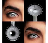 Shein 1 par de lentes de contacto de color gris de 14.2 mm, lentes anuales apropiados para maquillaje de ojos, adecuados para uso diario, citas y eventos fe