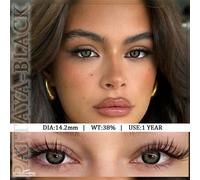 Shein 1 par de lentes de contacto de color para ojos con apariencia natural, lentes negras, maquillaje de ojos, lentes de contacto suaves y coloridas de col