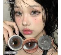 Shein 1 par de lentes de contacto de color para ojos, lentes negras, lentes de ojos grandes grises, lentes de contacto verdes, lentes marrones naturales