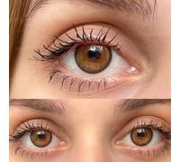 Shein 1 par de lentes de contacto suaves de color marrón claro de 14,20 mm para uso diario, lentes cosméticas desechables anualmente