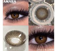 Shein 1 par de lentes suaves de color marrón AMARA, maquillaje de ojos, belleza - embellecedor - vida útil de 1 año, adecuado para uso diario, perfecto para