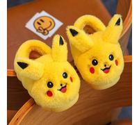 Shein 1 par de orejas de Pikachu de Pokémon, pantuflas de casa de peluche suave con suelas cálidas, diseño bordado de peluche, peluche de invierno para inte