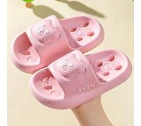Shein 1 par de pantuflas de interior para niños con diseño de oso rosa, material EVA, súper suaves, diseño hueco, secado rápido, lindas sandalias para bebé,