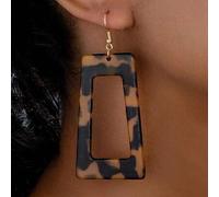 Shein 1 par de pendientes colgantes cuadrados geométricos de colores, accesorios de joyería de moda de verano lindo regalo para mujeres