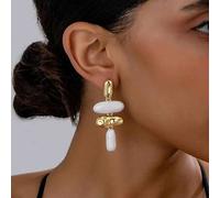 Shein 1 par de pendientes colgantes de esmalte con geometría asimétrica exagerada