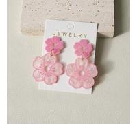Shein 1 par de pendientes colgantes para mujer, pendientes de acrílico rosa con diseño ondulado de sakura, pendientes elegantes y versátiles de playa como r
