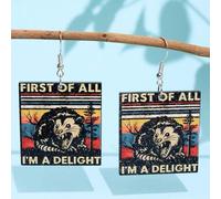 Shein 1 par de pendientes con forma de orejas de ratón "Ante todo soy un deleite" de acrílico brillante, únicos y creativos, joyería de fiesta para mujeres