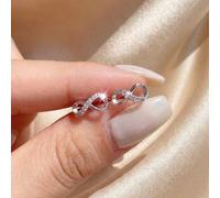 Shein 1 par de pendientes con símbolo del infinito para mujer, joyería elegante de plata de ley 925 blanca como regalo
