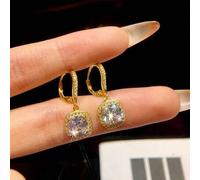 Shein 1 par de pendientes cuadrados de plata de ley 925 para mujeres y señoras, joyería fina para citas, uso diario, regalo de cumpleaños para la novia