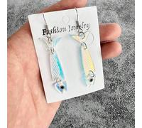 Shein 1 par de pendientes de acrílico con diseño de sardina y medusa del océano, de colores cambiantes, ideal para usar a diario en vacaciones en la playa,
