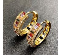 Shein 1 par de pendientes de aro de plata de ley 925 con circonita cúbica para mujeres, minimalistas y de moda, diseño único y encantador, para uso diario,