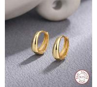 Shein 1 par de pendientes de aro de plata de ley 925 con circonita cúbica redonda de 12 mm, joyería exquisita, regalo para mujeres/niñas