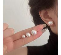 Shein 1 par de pendientes de aro delicados con perla falsa para mujer, joyería fina de plata esterlina S925, regalo para damas