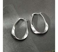 Shein 1 par de pendientes de aro geométricos asimétricos de diseño de nicho minimalista en forma de elipse de Mobius para mujer, para uso casual/diario