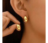 Shein 1 par de pendientes de aro sencillos con forma de gota de agua y luna, de plata de ley 925 para mujer, joyería fina para uso diario y citas, regalo de