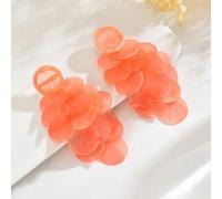 Shein 1 par de pendientes de borla con racimo de uvas de marca de lujo, con discos redondos asimétricos exagerados de textura grande y borla larga, apropiad