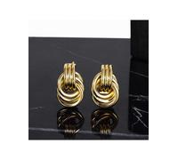 Shein 1 par de pendientes de botón con diseño anudado de moda, pendientes geométricos personalizados, pendientes de aro doble, pendientes colgantes llamativ
