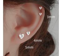 Shein 1 par de pendientes de botón con forma de corazón minimalista y exquisita de circonita cúbica de plata de ley 925 para mujer, regalo de joyería fina,