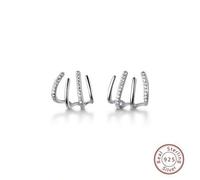 Shein 1 par de pendientes de botón de de circonita cúbica de plata de ley 925, joyería exquisita, regalo para mujeres