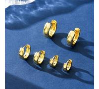 Shein 1 par de pendientes de botón redondos brillantes de plata de ley 925 de 12-16 mm, adecuados para el aniversario de la mujer, regalo de cumpleaños de l