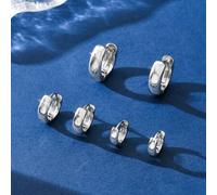 Shein 1 par de pendientes de botón redondos brillantes de plata de ley 925 de 12-16 mm, adecuados para el aniversario de la mujer, regalo de cumpleaños de l