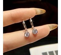 Shein 1 par de pendientes de gota de circonita cúbica de plata de ley 925 con diseño elegante y encantador, joyería delicada para mujer, adecuada para uso d