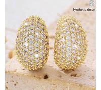 Shein 1 par de pendientes de lujo glamorosos con diseño de gota de agua dorada, acentuados con circonitas cúbicas brillantes, adecuados para uso diario, com