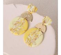 Shein 1 par de pendientes de lujo hechos a mano con textura de arcilla suave, con remaches geométricos de color verde menta, adecuados para fiestas, salidas