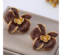 Shein 1 par de pendientes de mariposa y orquídea de lujo con esmalte 3D de moda