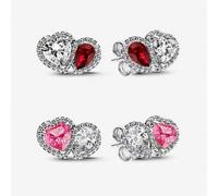Shein 1 par de pendientes de mujer de plata de ley 925 con forma de gota de corazón y circonita cúbica, diseño único minimalista y de moda, adecuados como r