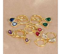 Shein 1 par de pendientes de plata de ley 925 con gota de agua y piedra natal para mujer, joyería fina personalizada como regalo de cumpleaños