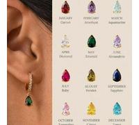 Shein 1 par de pendientes de plata de ley S925 con gota de piedra natal, personalizable con 12 fechas de cumpleaños, elegante joyería como regalo de cumplea