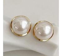 Shein 1 par de pendientes geométricos de perla falsa blanca minimalistas y lujosos de alta gama, personalizados, para uso diario y fiestas para mujeres