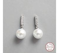 Shein 1 par de pendientes largos de plata con perlas falsas cultivadas de lujo, joyería fina como regalo para el Día de la Madre o días festivos