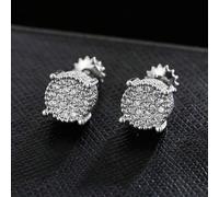 Shein 1 par de pendientes redondos brillantes con elegante diseño de circonita cúbica, estilo Noble y clásico para mujeres y hombres, joyería de moda