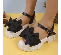 Shein 1 par de sandalias de moda de verano para niñas con lazo, lindas y dulces palas casuales con suela de tizón, adecuadas para niños, viajes de vacacione