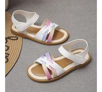 Shein 1 par de sandalias planas con diseño de brillo colorido, suaves y cómodas, sencillas y versátiles, favoritas de las pequeñas princesas, esenciales par