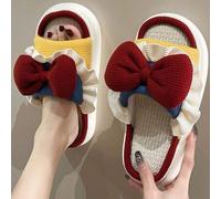 Shein 1 par de zapatillas de lino para mujer, diseño de princesa fugitiva, delgadas y silenciosas, antideslizantes para interiores/exteriores, adecuadas par