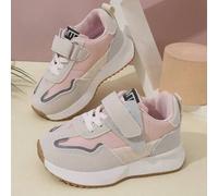 Shein 1 par de zapatillas deportivas de caña baja informales de niñas/niñas pequeñas de PU con parches y cierre de , adecuadas para niñas de 2 a 8 años, apl