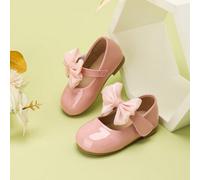 Shein 1 par de zapatos casuales para niñas con decoración de lazo de cinta, de imitación de cuero, cómodos con suela blanda, bailarinas de princesa para act