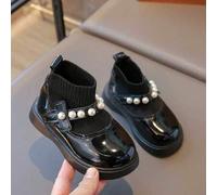 Shein 1 par de zapatos con recubrimiento de perlas para niñas, botas tipo calcetín de estilo vintage, combinación de zapatos y botas tipo calcetín, elegante