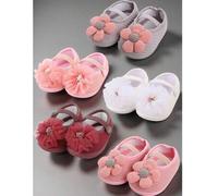 Shein 1 par de zapatos de princesa con pétalos lindos para recién nacidos de 0 a 1 año, suela suave y transpirable para niña bebé que empieza a caminar, pri