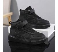 Shein 1 par de zapatos deportivos para niños, zapatos planos de moda de parches negros versátiles para niños, ligeros y cómodos, adecuados para zapatos de c