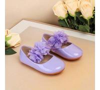 Shein 1 par de zapatos planos de danza para niñas, hechos a mano, con diseño floral, punta redonda, estilo lindo dopamina, suela blanda, boca baja, para act